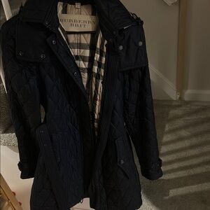 Burberry Navy Trench Coat Timeless Elegance with belt